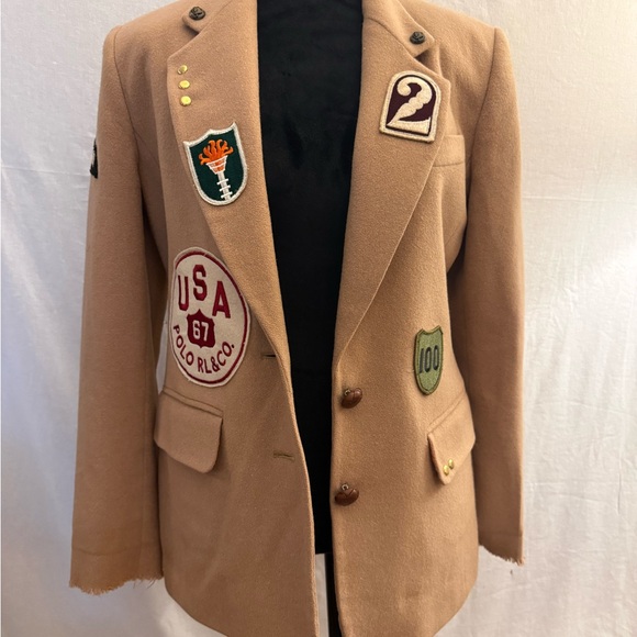 Vintage Lauren Ralph Lauren Angora-Wool Varsity Crest Blazer - Size 8 w/patches - Picture 16 of 16